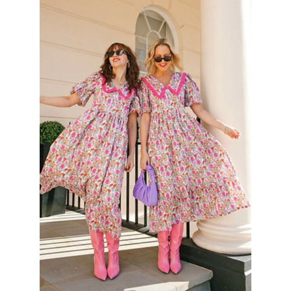 Molby the Label Bertie Maxi Dress Wildflower Floral Smock Collar UK 14 US 10 - Picture 1 of 6